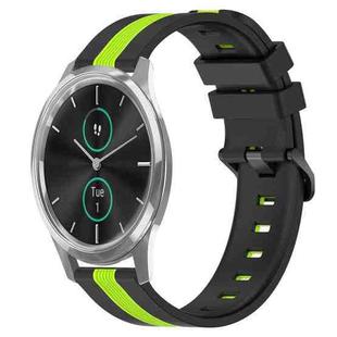 For Garmin Garminmove Luxe 20mm Vertical Two-Color Silicone Watch Band(Black+Lime Green)