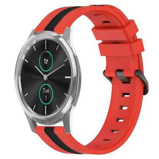 For Garmin Garminmove Luxe 20mm Vertical Two-Color Silicone Watch Band(Red+Black)