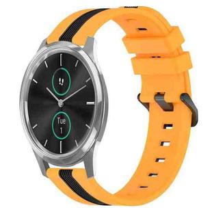 For Garmin Garminmove Luxe 20mm Vertical Two-Color Silicone Watch Band(Yellow+Black)