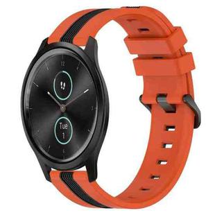 For Garmin Garminmove Style 20mm Vertical Two-Color Silicone Watch Band(Orange+Black)