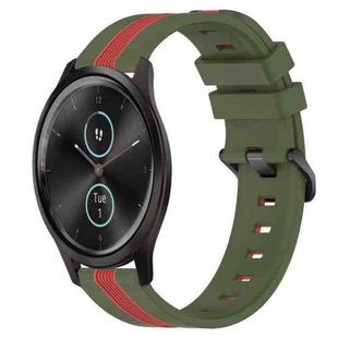 For Garmin Garminmove Style 20mm Vertical Two-Color Silicone Watch Band(Army Green+Red)