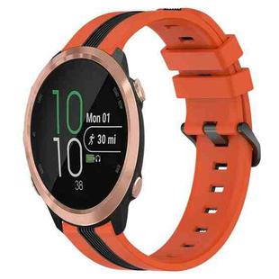 For Garmin Forerunner 645 Music 20mm Vertical Two-Color Silicone Watch Band(Orange+Black)