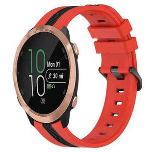 For Garmin Forerunner 645 Music 20mm Vertical Two-Color Silicone Watch Band(Red+Black)