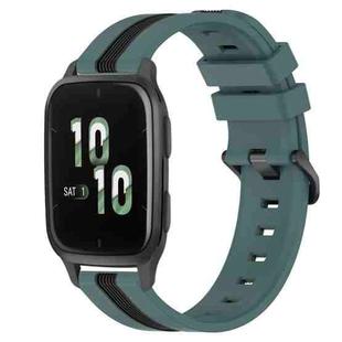 For Garmin Forerunner Sq2 20mm Vertical Two-Color Silicone Watch Band(Green+Black)