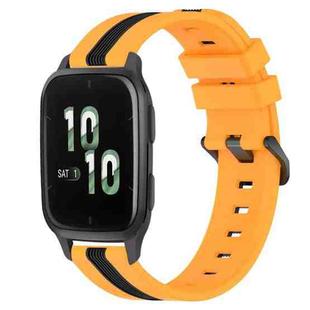 For Garmin Forerunner Sq2 20mm Vertical Two-Color Silicone Watch Band(Yellow+Black)