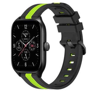 For Amazfit GTS 4 20mm Vertical Two-Color Silicone Watch Band(Black+Lime Green)