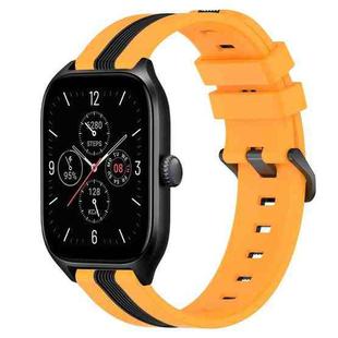 For Amazfit GTS 4 20mm Vertical Two-Color Silicone Watch Band(Yellow+Black)