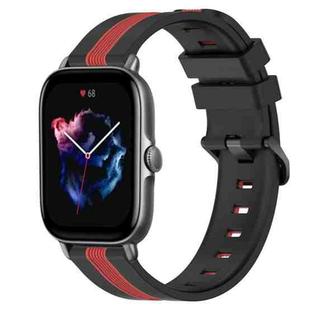 For Amazfit GTS 3 20mm Vertical Two-Color Silicone Watch Band(Black+Red)