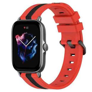 For Amazfit GTS 3 20mm Vertical Two-Color Silicone Watch Band(Red+Black)