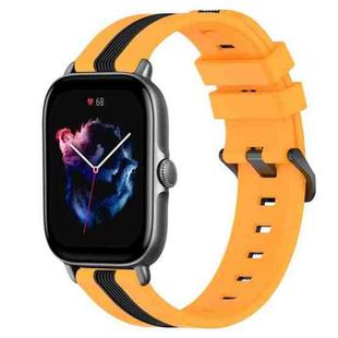 For Amazfit GTS 3 20mm Vertical Two-Color Silicone Watch Band(Yellow+Black)