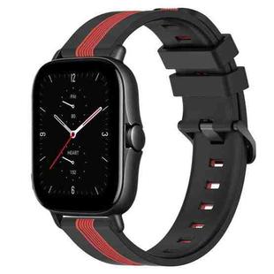 For Amazfit GTS 2E 20mm Vertical Two-Color Silicone Watch Band(Black+Red)