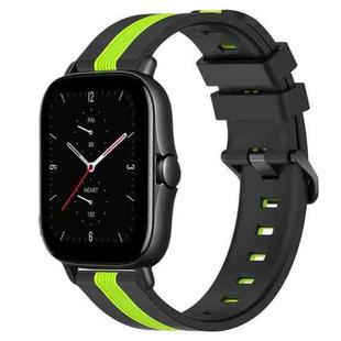 For Amazfit GTS 2E 20mm Vertical Two-Color Silicone Watch Band(Black+Lime Green)