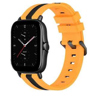 For Amazfit GTS 2E 20mm Vertical Two-Color Silicone Watch Band(Yellow+Black)