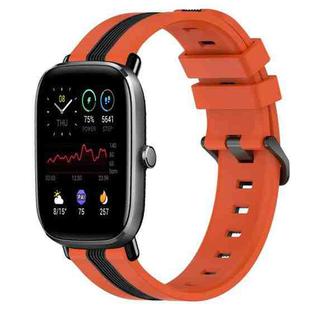 For Amazfit GTS 2 Mini 20mm Vertical Two-Color Silicone Watch Band(Orange+Black)