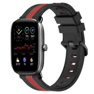 For Amazfit GTS 2 Mini 20mm Vertical Two-Color Silicone Watch Band(Black+Red)