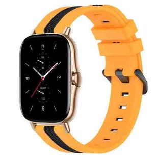For Amazfit GTS 2 20mm Vertical Two-Color Silicone Watch Band(Yellow+Black)