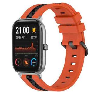 For Amazfit GTS 20mm Vertical Two-Color Silicone Watch Band(Orange+Black)