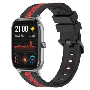 For Amazfit GTS 20mm Vertical Two-Color Silicone Watch Band(Black+Red)