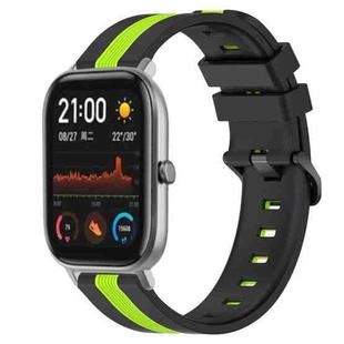 For Amazfit GTS 20mm Vertical Two-Color Silicone Watch Band(Black+Lime Green)