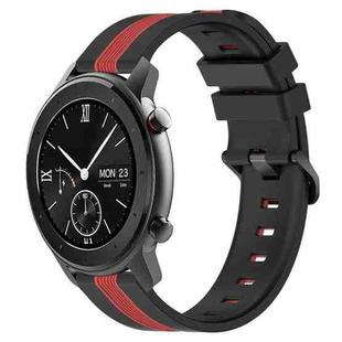 For Amazfit GTR 42MM 20mm Vertical Two-Color Silicone Watch Band(Black+Red)