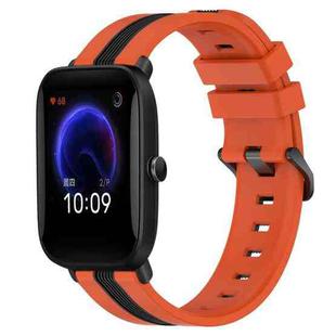 For Amazfit Pop 20mm Vertical Two-Color Silicone Watch Band(Orange+Black)