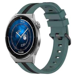 For Huawei Watch GT3 Pro 43mm 20mm Vertical Two-Color Silicone Watch Band(Green+Black)