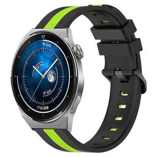 For Huawei Watch GT3 Pro 43mm 20mm Vertical Two-Color Silicone Watch Band(Black+Lime Green)