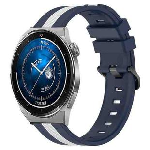 For Huawei Watch GT3 Pro 43mm 20mm Vertical Two-Color Silicone Watch Band(Blue+White)