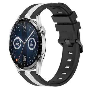 For Huawei Watch GT3 42mm 20mm Vertical Two-Color Silicone Watch Band(Black+White)