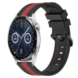 For Huawei Watch GT3 42mm 20mm Vertical Two-Color Silicone Watch Band(Black+Red)