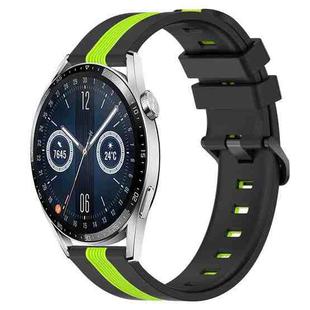 For Huawei Watch GT3 42mm 20mm Vertical Two-Color Silicone Watch Band(Black+Lime Green)