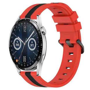 For Huawei Watch GT3 42mm 20mm Vertical Two-Color Silicone Watch Band(Red+Black)