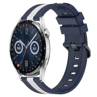 For Huawei Watch GT3 42mm 20mm Vertical Two-Color Silicone Watch Band(Blue+White)