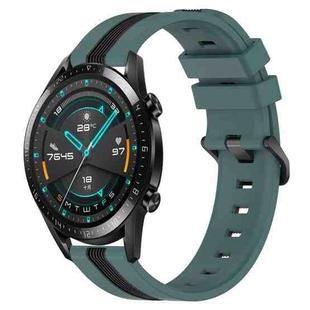For Huawei Watch GT2 42mm 20mm Vertical Two-Color Silicone Watch Band(Green+Black)