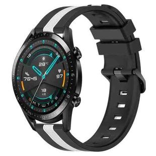 For Huawei Watch GT2 42mm 20mm Vertical Two-Color Silicone Watch Band(Black+White)