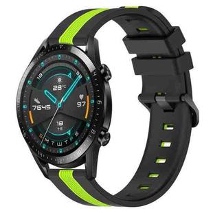For Huawei Watch GT2 42mm 20mm Vertical Two-Color Silicone Watch Band(Black+Lime Green)