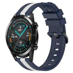 For Huawei Watch GT2 42mm 20mm Vertical Two-Color Silicone Watch Band(Blue+White)