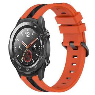 For Huawei Watch 2 20mm Vertical Two-Color Silicone Watch Band(Orange+Black)