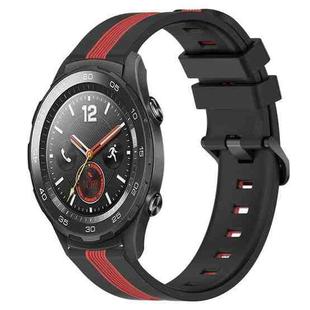 For Huawei Watch 2 20mm Vertical Two-Color Silicone Watch Band(Black+Red)