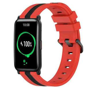 For Honor Watch ES 20mm Vertical Two-Color Silicone Watch Band(Red+Black)