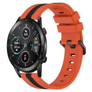 For Honor  Magic Watch2 42mm 20mm Vertical Two-Color Silicone Watch Band(Orange+Black)