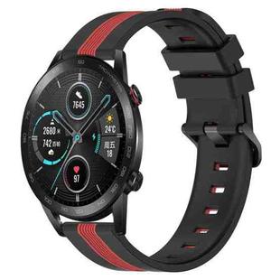 For Honor  Magic Watch2 42mm 20mm Vertical Two-Color Silicone Watch Band(Black+Red)