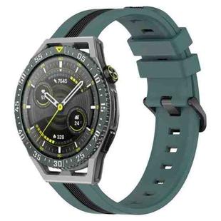 For Huawei Watch GT 3 SE 22mm Vertical Two-Color Silicone Watch Band(Green+Black)