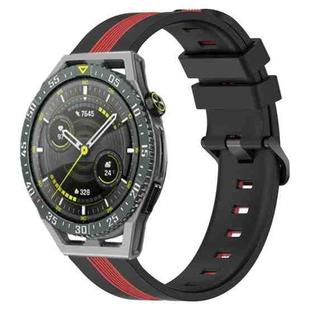 For Huawei Watch GT 3 SE 22mm Vertical Two-Color Silicone Watch Band(Black+Red)