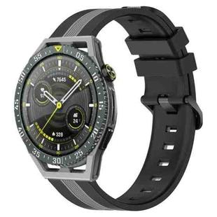 For Huawei Watch GT 3 SE 22mm Vertical Two-Color Silicone Watch Band(Black+Grey)