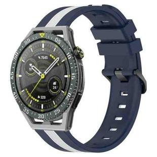 For Huawei Watch GT 3 SE 22mm Vertical Two-Color Silicone Watch Band(Blue+White)