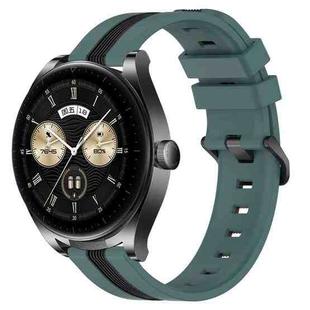 For Huawei Watch Buds 22mm Vertical Two-Color Silicone Watch Band(Green+Black)