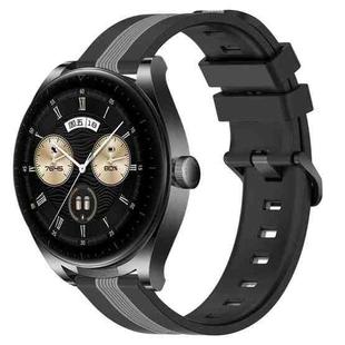 For Huawei Watch Buds 22mm Vertical Two-Color Silicone Watch Band(Black+Grey)