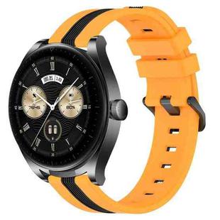 For Huawei Watch Buds 22mm Vertical Two-Color Silicone Watch Band(Yellow+Black)