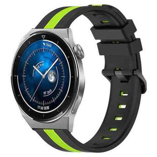 For Huawei Watch GT3 Pro 46mm 22mm Vertical Two-Color Silicone Watch Band(Black+Lime Green)